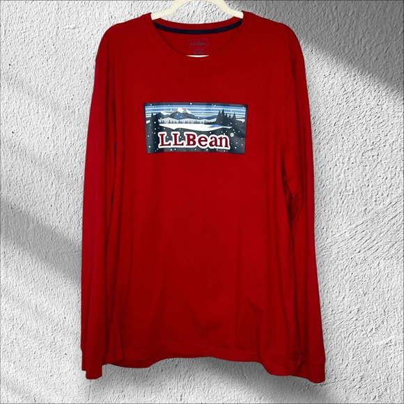 LL Bean Size XL Tall Long Sleeve PJ Christmas‎ Top Shirt Excellent Condition - Picture 1 of 8
